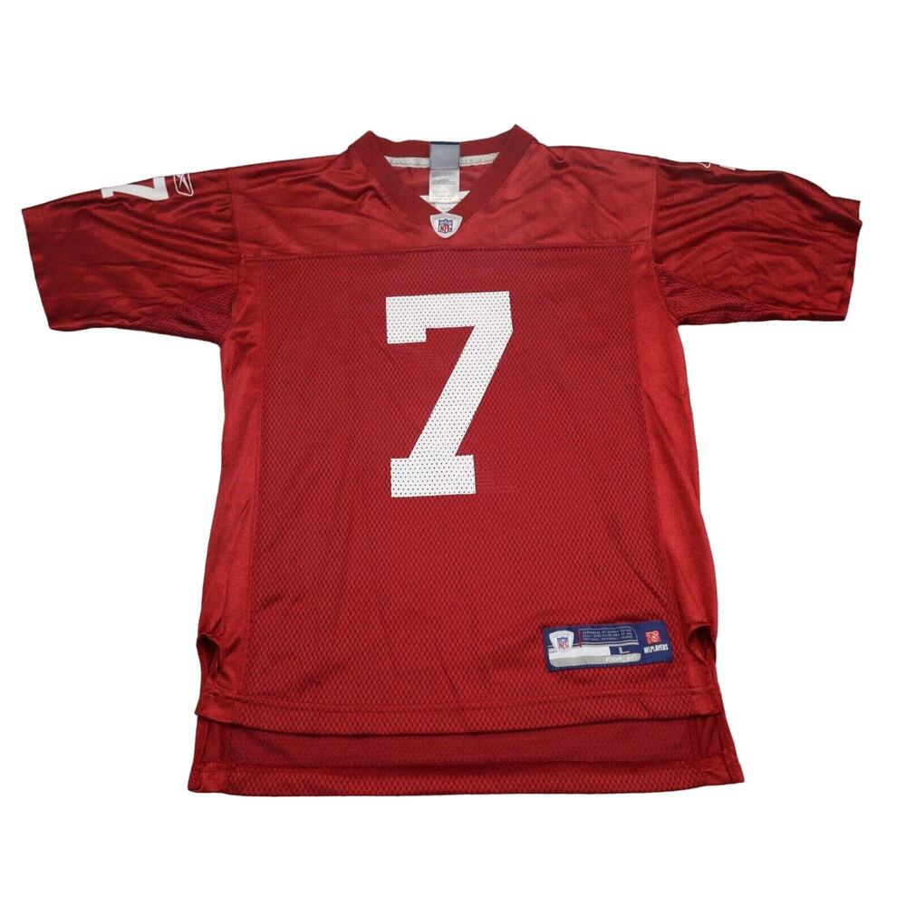 NFL RBK Shirt Youth Boys L Red Authentic Leinart 7 Short Sleeve Pullover Jersey